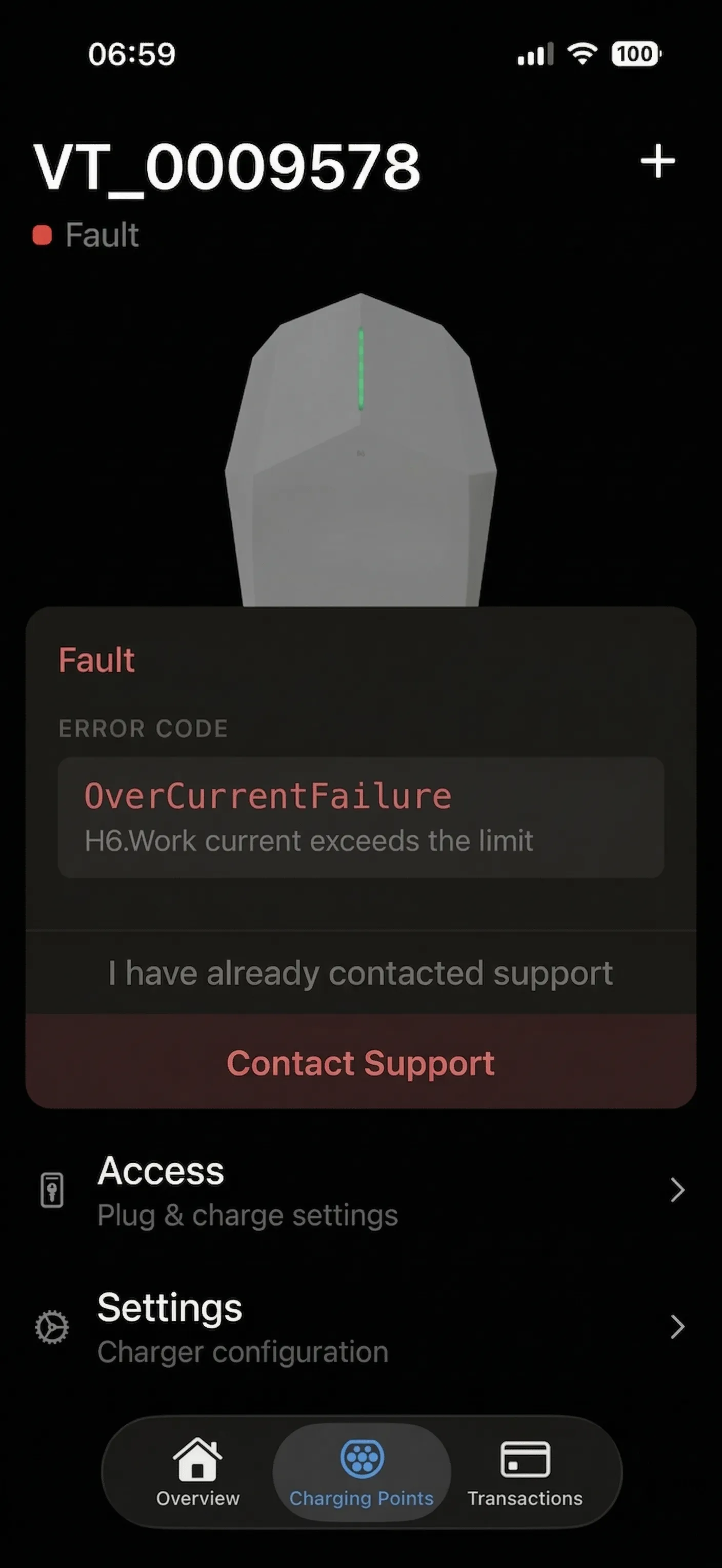 Plugchoice mobile app charger fault alert