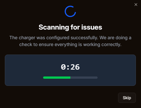 Scanning charger for configuration issues