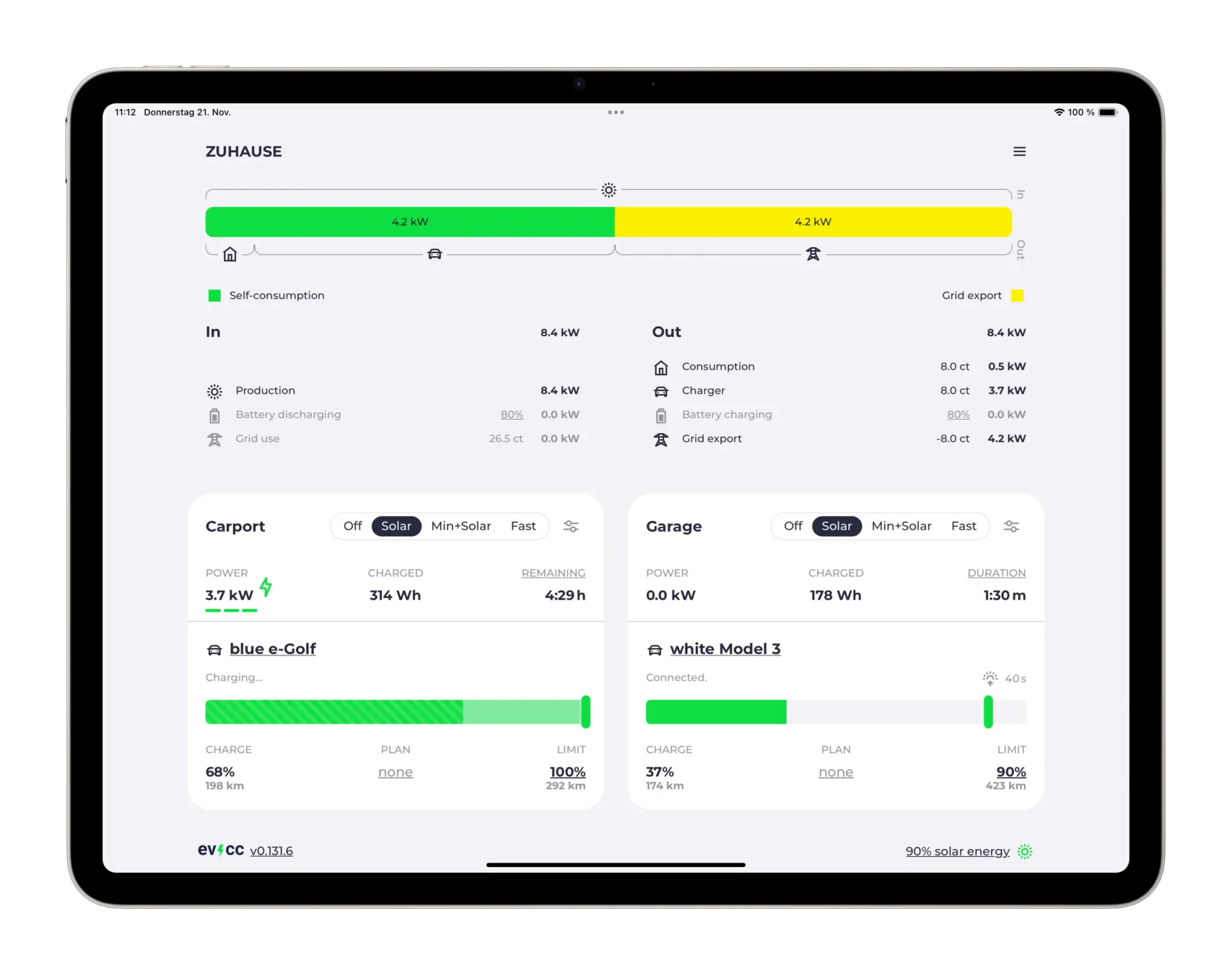 The evcc app now supports Plugchoice for OCPP charger connections